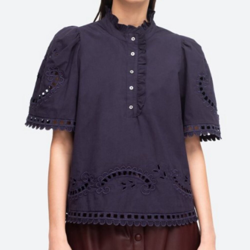 Sea NY Santos Eyelet Navy Top - Picture 9 of 10